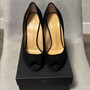 Giuseppe Zanotti Black Peep Toe Heels